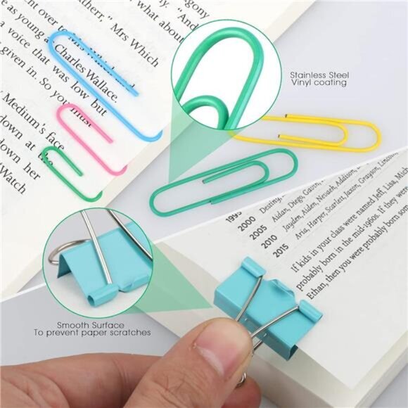 300 Pcs Paper Clips, Binder Clips and Rubber Bands, Office Supply Set - Picture 4 of 7